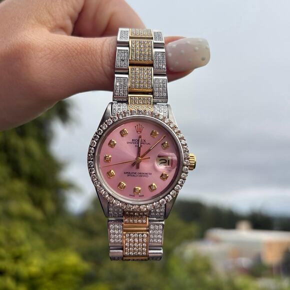 Rolex Other - Authentic Rolex Oyster Perpetual Date 1500 34mm Buss Down Natural Diamond Watch